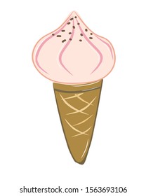 Ice cream with cone illustration design. Can use as icon, logo, element, clip art, and craft background.