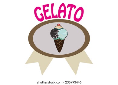 ice cream cone  illustration over stamp background
