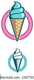 Ice cream cone illustration, ice cream vector icon.