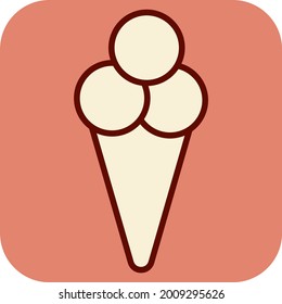 Ice cream in a cone, illustration, vector on a white background.