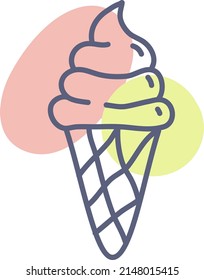 Ice cream in cone, illustration, vector on a white background.