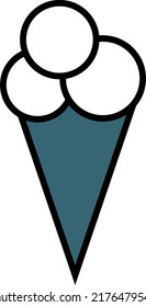 Eis in Form von Kegel, Illustration, Vektorgrafik auf weißem Hintergrund.