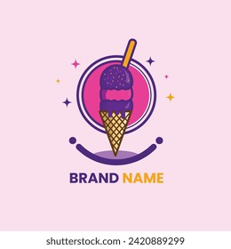 Ice Cream Cone Illustration Vector Logo