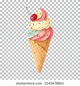 Ice cream cone, Illustration, vector
