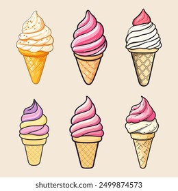 Ice Cream in A Cone illustrations