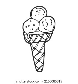 Ice cream cone isolated on white background. Vector illustration