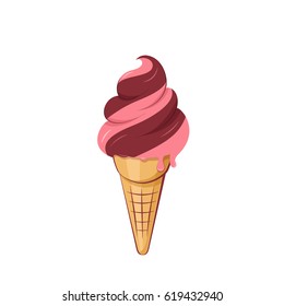 Ice cream cone. Isolated vector illustration on white background.