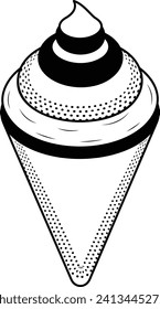 Ice cream cone isometric concept, poke or cornet Hand drawn vector, Bakery and Baker drawings, food preparation and Kitchen Utensil Sketch Culinary Doodle stock illustration