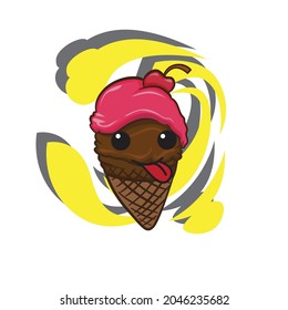 Ice cream cone kawaii cute cartoon