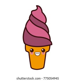 Ice cream cone kawaii cute cartoon