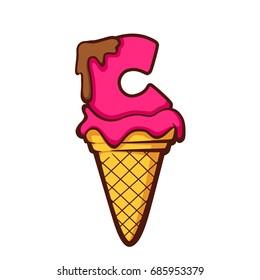Ice Cream Cone With Letter C