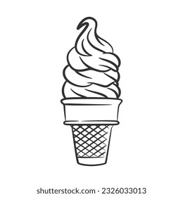 Ice crema línea de dibujo ilustración. Colocación de la página de la ilustración del vector de material dibujado a mano