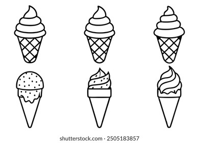 Ice Cream Cone Linie Kunst leckeren Leckerbissen mit einem Waffelkegel Schaufel