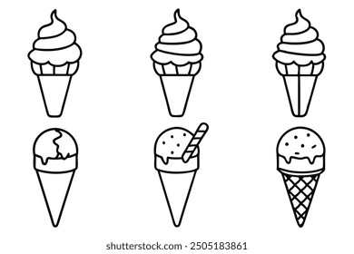 Eis Cone line art classic Eis serviert in einem Kegel