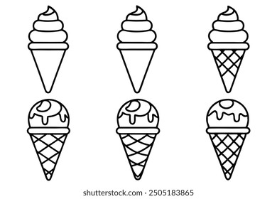 Ice Cream Cone line art crispy cone with a luscious ice cream scoop
