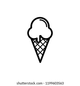 Ice cream cone Line Icon Isolated On White Background.