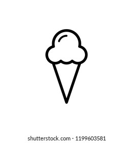 Ice cream cone Line Icon Isolated On White Background.