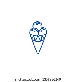Ice cream cone line icon concept. Ice cream cone flat  vector symbol, sign, outline illustration.