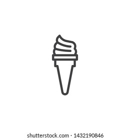 Ice cream cone line icon. linear style sign for mobile concept and web design. Vanilla ice cream outline vector icon. Summer snack symbol, logo illustration. Vector graphics