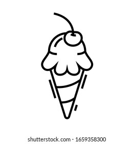 Ice cream cone line icon, concept sign, outline vector illustration, linear symbol.