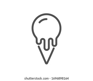 Ice cream cone line icon. Vanilla sundae waffle cone sign. Frozen summer dessert symbol. Quality design element. Editable stroke. Linear style ice cream icon. Vector