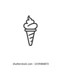 Ice cream cone line icon. linear style sign for mobile concept and web design. Waffle ice cream outline vector icon. Symbol, logo illustration. Vector graphics
