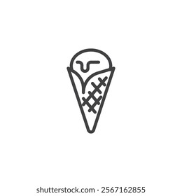 Ice Cream Cone line icon. linear style sign for mobile concept and web design. A scoop of ice cream in a cone outline vector icon. Symbol, logo illustration. Vector graphics