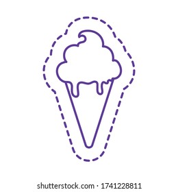 ice cream cone line style icon design, Cute patch expression emoticon and childhood theme Vector illustration