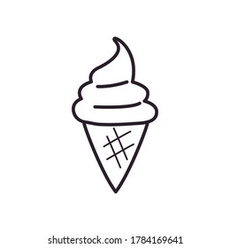 Ice cream cone line style icon design, Sweet and dessert theme Vector illustration