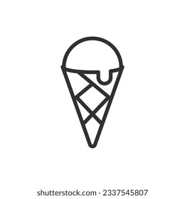 Ice cream cone, linear icon. Line with editable stroke