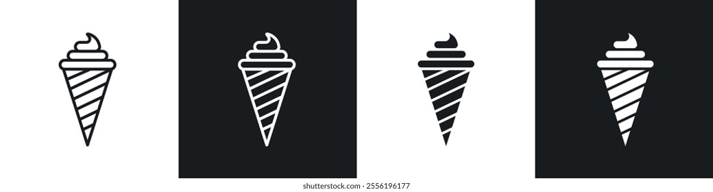 Ice cream cone linear icon set for app, and web design.