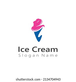 Ice Cream cone Logo design Vector Art creative template