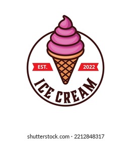 Ice cream cone logo design. logo template with illustration of ice cream. Simple logo vector