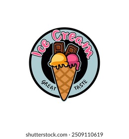 Ice Cream Cone Logo for Food Truck Fast Food Template Vector 