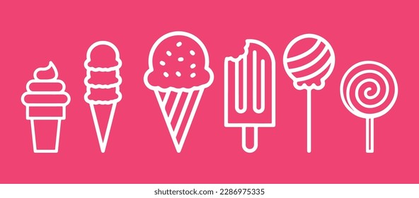 Ice cream cone and lollipop icon set