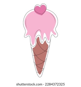 Ice cream cone love topping illustration vector graphic perfect for couple project