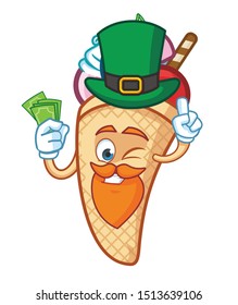ice cream cone mascot character design with gren hat