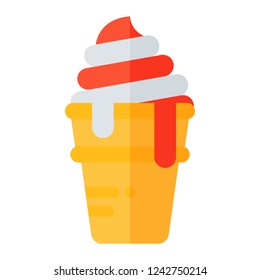 ice cream cone with melt flat icon