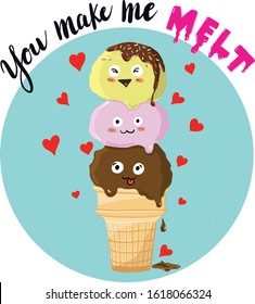 ice cream cone is melting