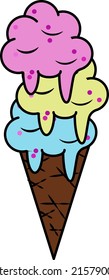 ice cream cone melts three balls