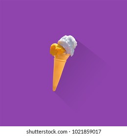 Ice Cream and Cone On Purple Background, Vector, illustration, Eps File