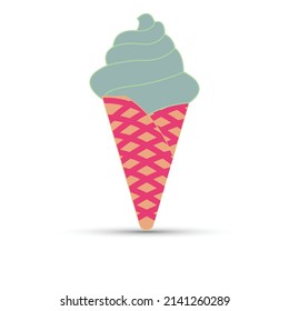 Ice cream cone on a white background 
