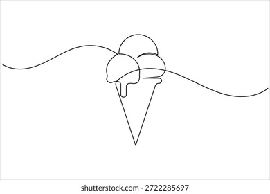 Cono de helado de una línea de dibujo de línea continua Vector de arte