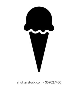 Ice cream cone with one scoop flat vector icon for food apps and websites