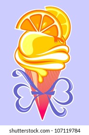 Ice cream cone with orange