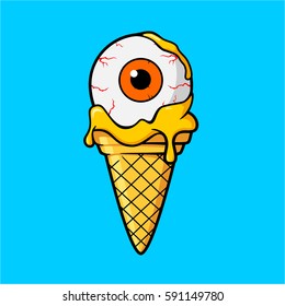 Ice Cream Cone With Orange Eyeball