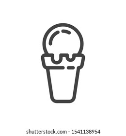 Ice cream cone outline icon. Vector illustration.