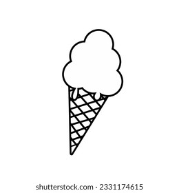 Ice cream cone outline icon. Logo ice cream illustration.