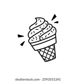 Ice Cream Cone Outline Illustration