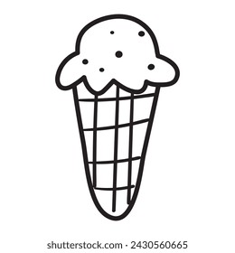 Ice cream cone. Outline isolated icon. Vector illustration on white background. 
